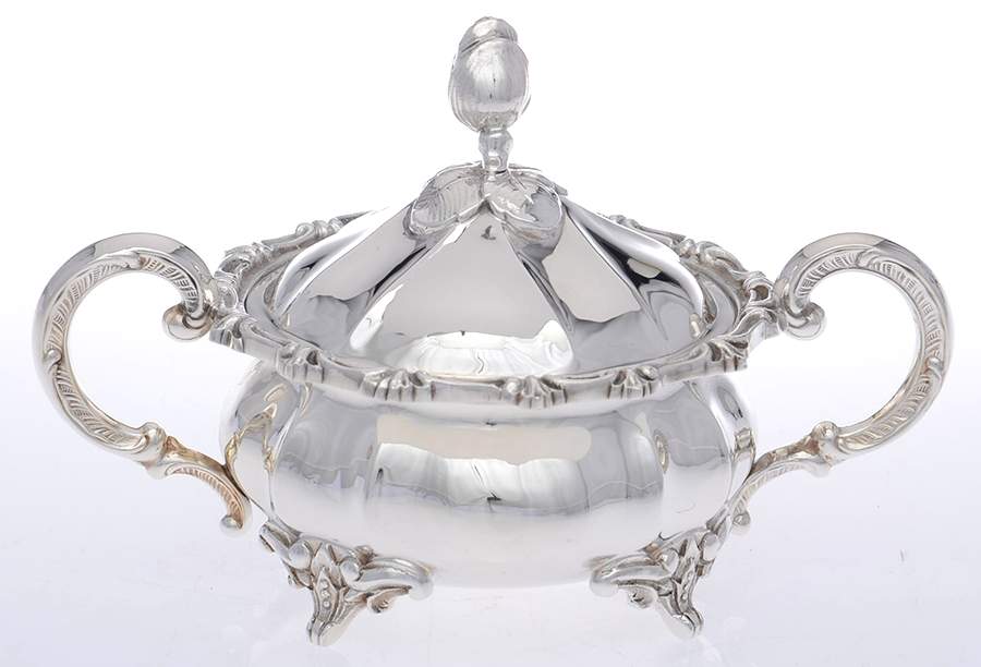EUF9 (Sterling, Hollowware) Sugar Bowl & Lid by Eugen Ferner-1