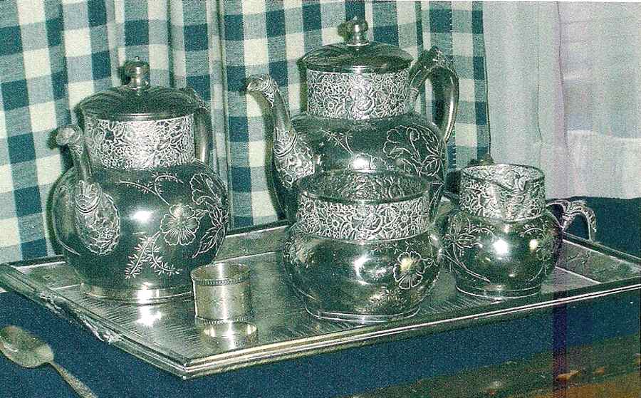 85 (Silverplate, Hollowware) (4 Piece) Silverplate Tea Set by EG  Webster-1
