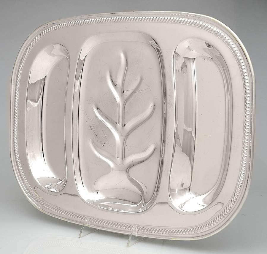 70G (Silverplate, Hollowware) 3-Part Silverplate Platter by English Silver Mfg Co.-1
