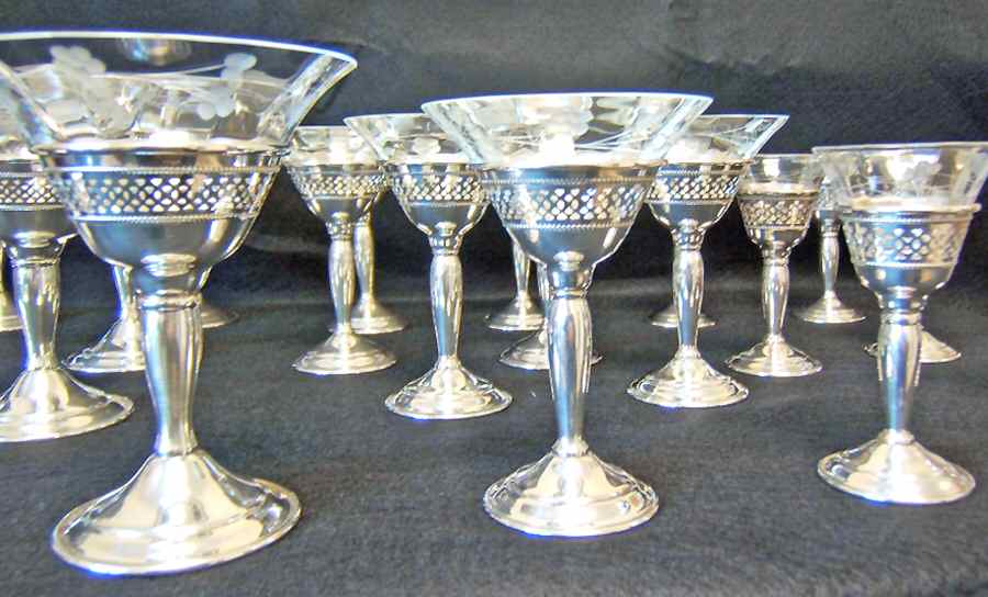 ELG3 (Sterling, Hollowware) Low Sherbet w/Crystal Bowl,Sterling Base by Elgin-1