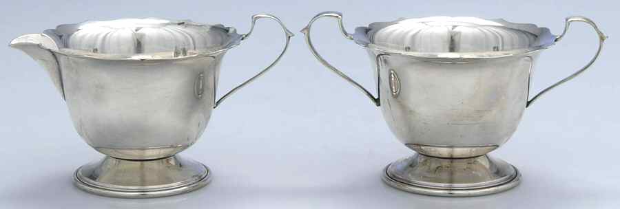 1244 (Sterling, Hollowware) Creamer & Open Sugar Set by Elgin-1
