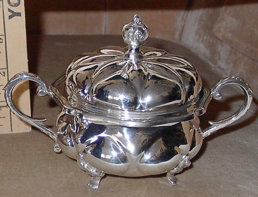 EUF4 (Sterling, Hollowware) Sugar Bowl & Lid by Eugen Ferner-1