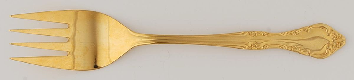 ESI20 (Gold Electroplate) Medium Solid Cold Meat Serving Fork by Estia-1