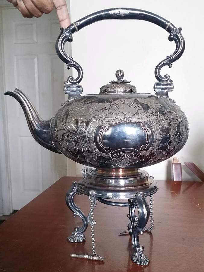 3233 (Silverplate, Hollowware) Kettle, Stand & Burner by Elkington-1