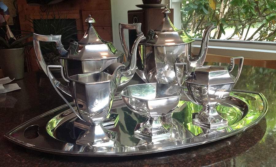190 (Silverplate, Hollowware) (4 Piece) Silverplate Tea Set by EG  Webster-1