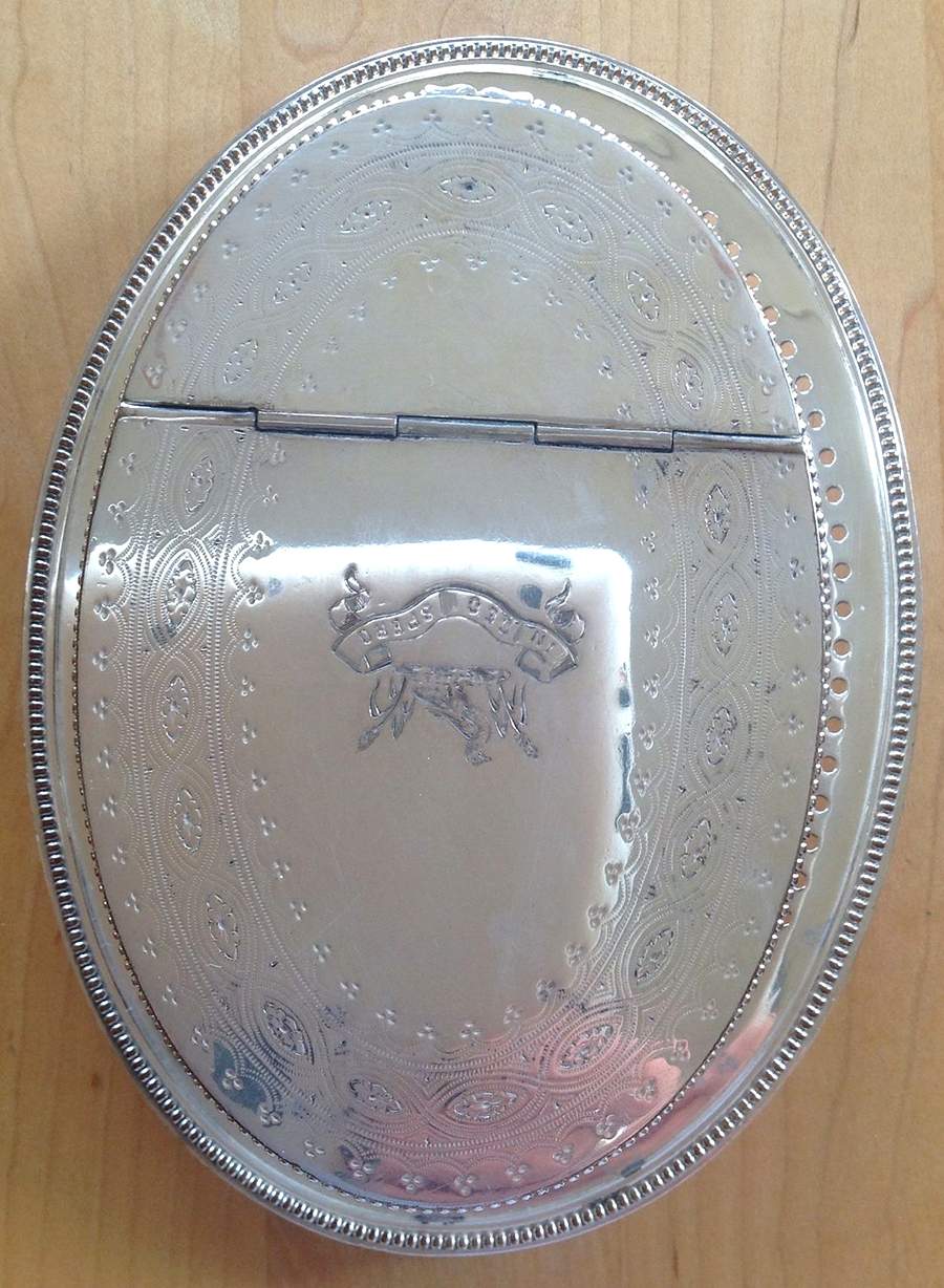 428 (Silverplate, Hollowware) Sugar Bowl with Hinged Lid & Underplate by Elkington-1