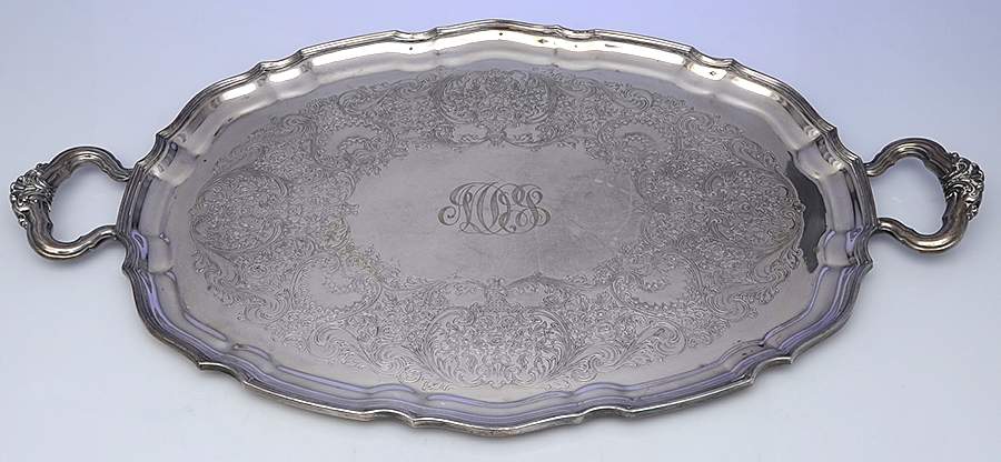 7705 (Silverplate, Hollowware) Large Silverplate Waiter Tray by EG  Webster-1