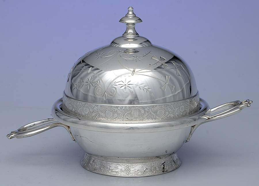 120 (Silverplate, Hollowware) Round Covered Butter by EG  Webster-1