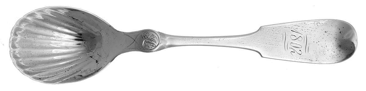 Coin Silver Flatware Sugar Shell Spoon by Englehart & Son-1