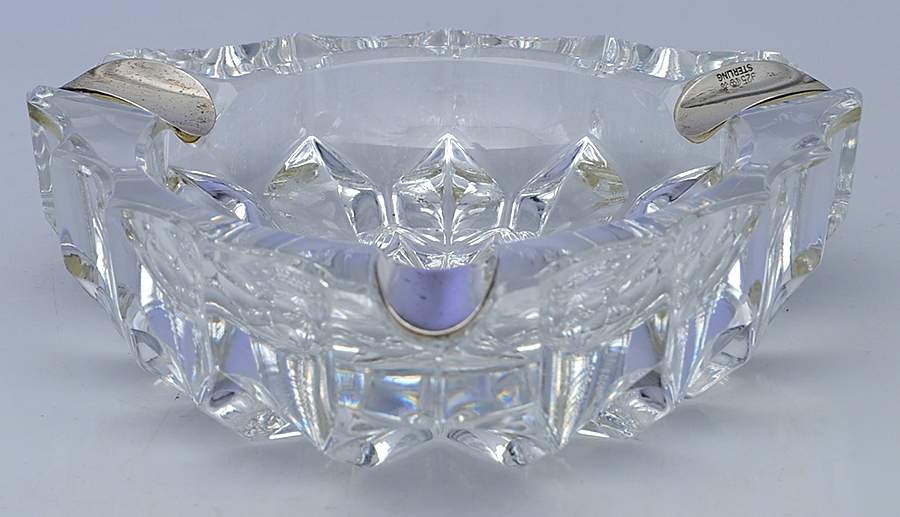 Sterling Hollowware Crystal Ashtray with Sterling Rim by Emil Hermann (Germany)-1