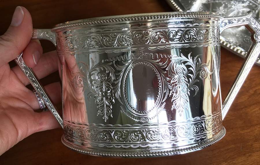 8023 (Silverplate, Hollowware) Silverplate Open Sugar Bowl by Elkington-1
