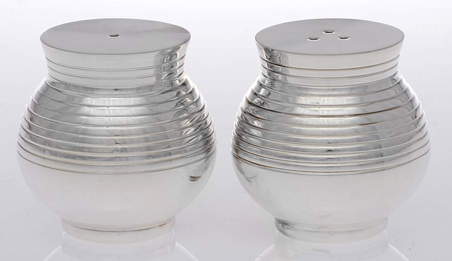 Transat (Silverplate, Hollowware) Salt and Pepper Set by Ercuis-1