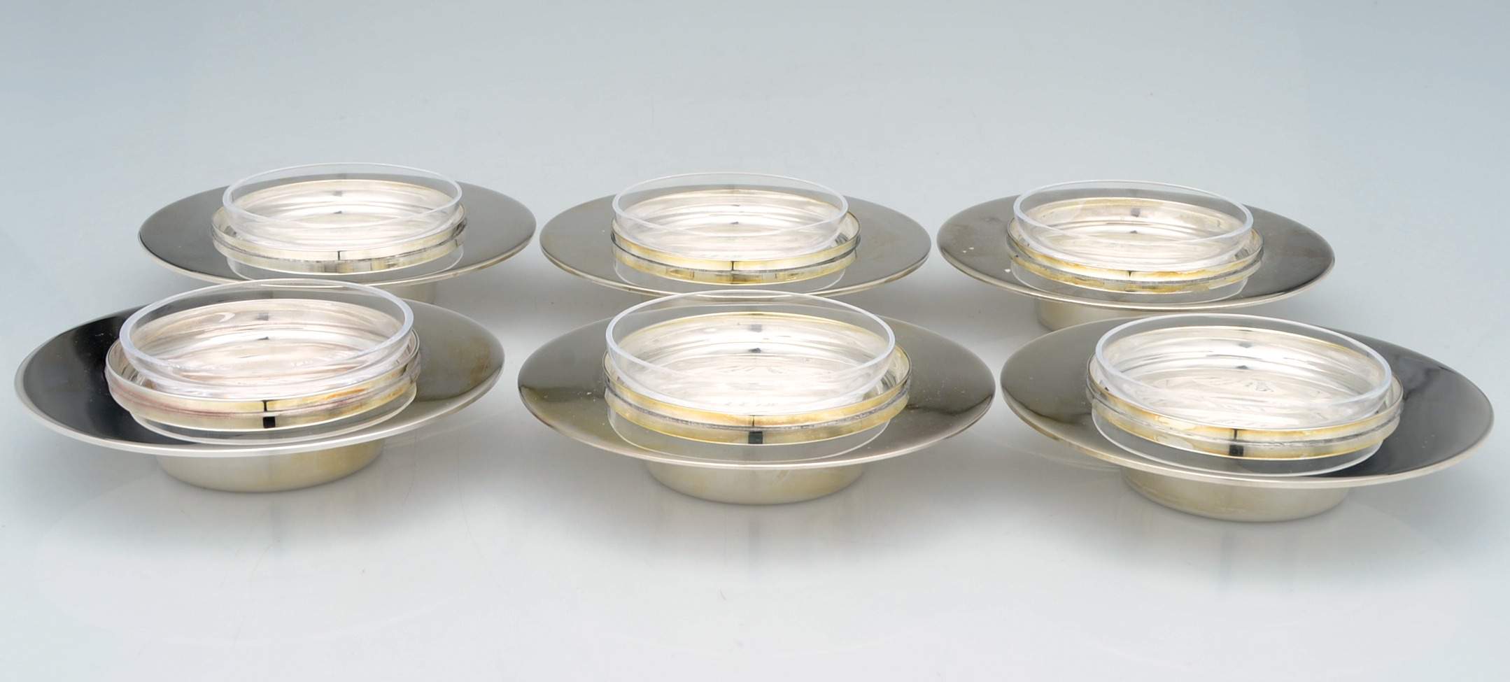 Saturne (Silverplate, Hollowware) Individual Caviar & Glass Bowl - Set of 6 by Ercuis-1