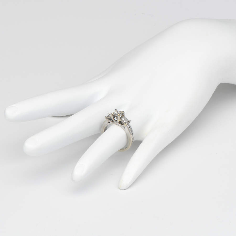 10KW Three Stone Princess Diamond(0.84) Ring-5