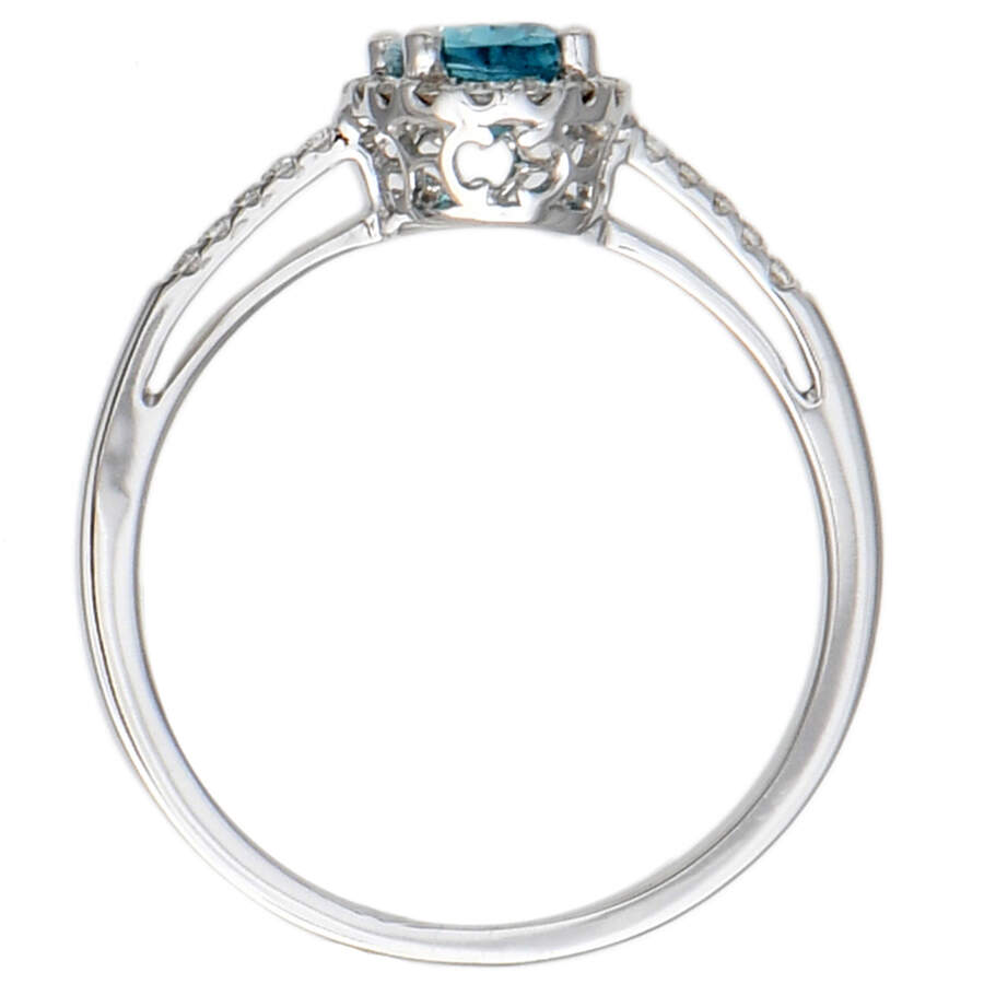 14KW Blue Zircon(1.32) & Diamond Halo Ring-4