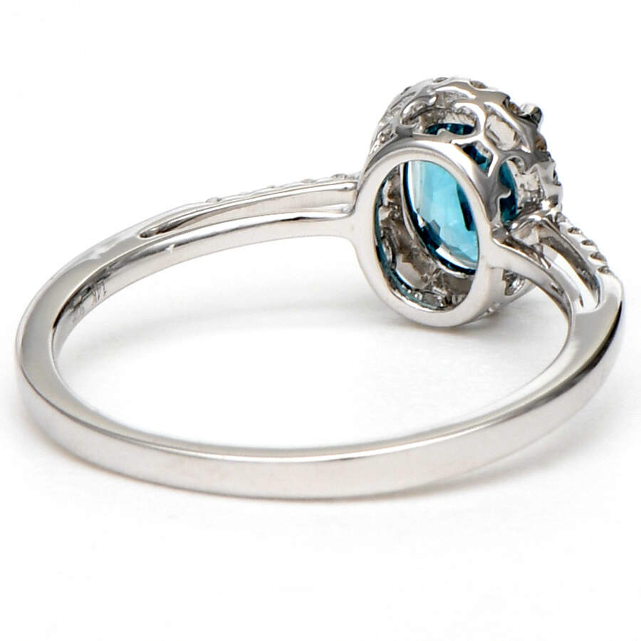 14KW Blue Zircon(1.32) & Diamond Halo Ring-2