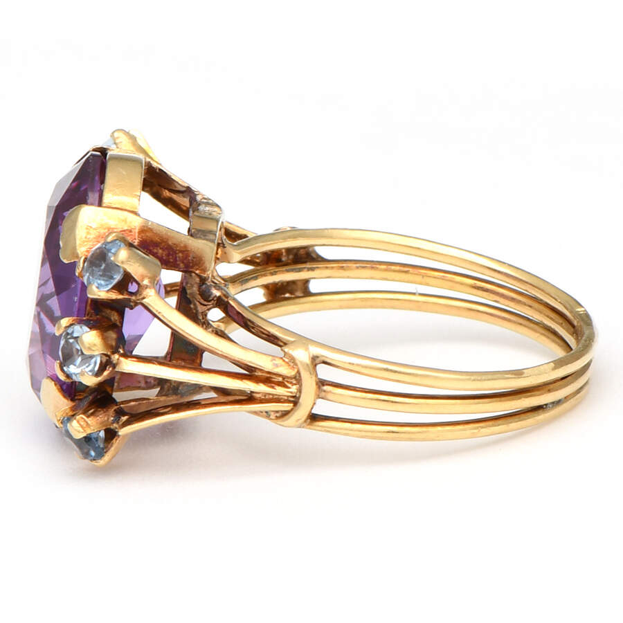 18KY Synthetic Sapphire(6.50) & Topaz(0.40) Ring-3