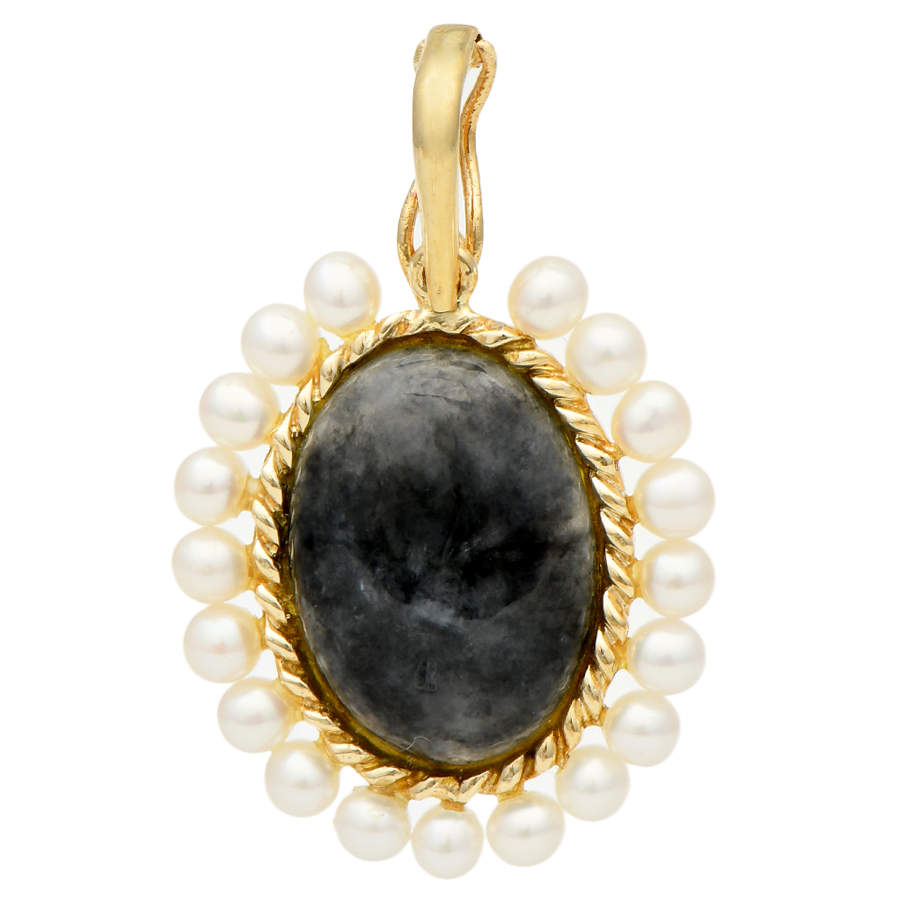 14KY Jadeite & Pearl Enhancer Pendant-1