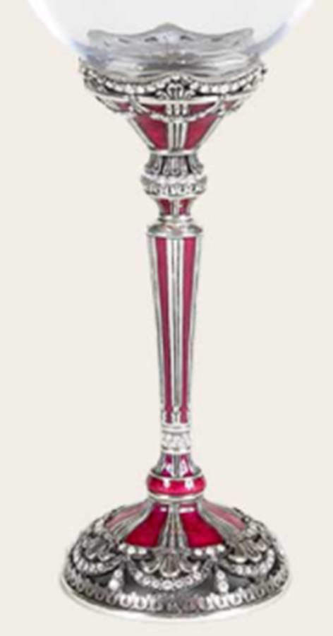Stemware (Gold & Silverplated) Versailles Stem-SLVP, Fuchsia w/Swarovski Crystals by Edgar Berebi-1