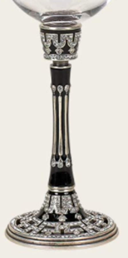 Stemware (Gold & Silverplated) Thames Stem-SLVP, Jet Black w/Clear Crystals by Edgar Berebi-1