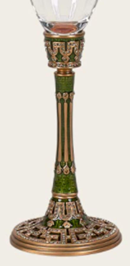 Stemware (Gold & Silverplated) Thames Stem-Goldplated & Green w/Topaz Crystals by Edgar Berebi-1