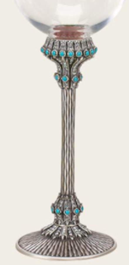 Stemware (Gold & Silverplated) Saxony Stem-Silverplate, Turquoise w/Crystals by Edgar Berebi-1