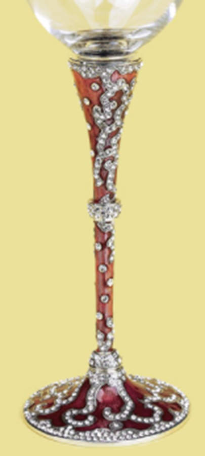 Stemware (Gold & Silverplated) Madrid Stem-Silverplate, Pink Silk w/Crystals by Edgar Berebi-1