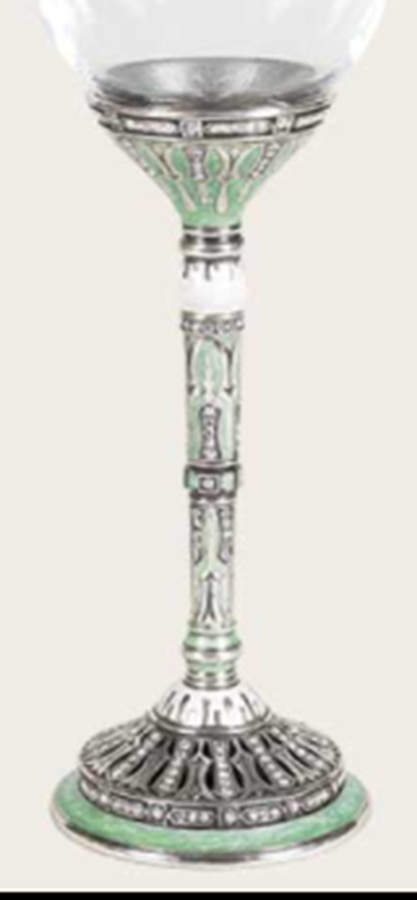 Stemware (Gold & Silverplated) Hanover Stem-SLVP, Turquoise & Ivory w/Swarovski by Edgar Berebi-1