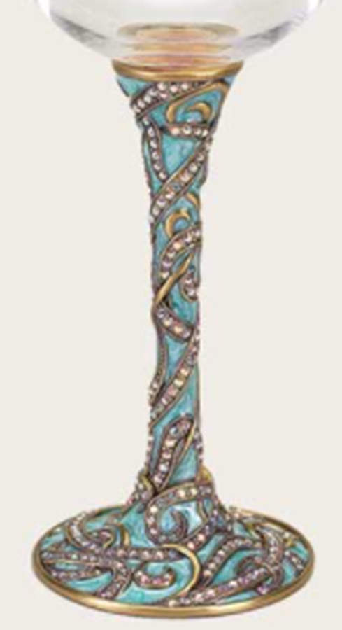Stemware (Gold & Silverplated) Gilda Stem-Goldplated, Teal w/Swarovski Crystals by Edgar Berebi-1
