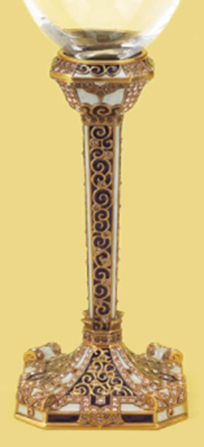 Stemware (Gold & Silverplated) Costa Azul Stem-Goldplate,Cobalt & Lily w/Crystals by Edgar Berebi-1