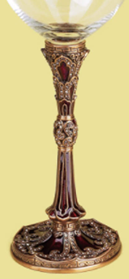 Stemware (Gold & Silverplated) City of Xi'an Stem-Goldplated,2 Tone Red w/Crystal by Edgar Berebi-1
