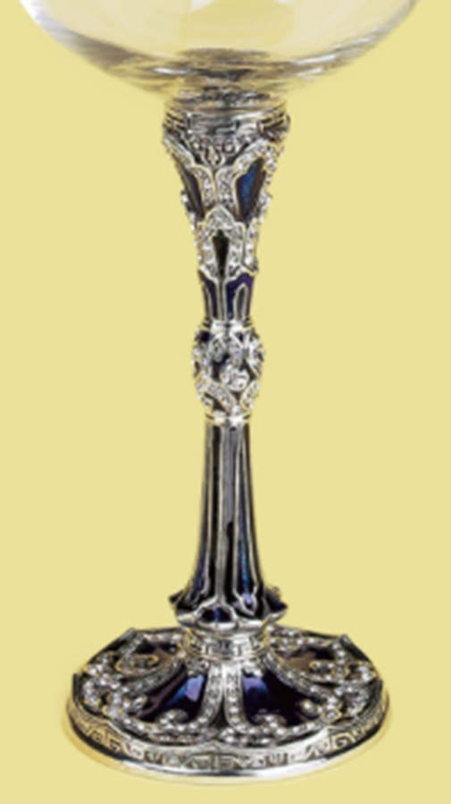 Stemware (Gold & Silverplated) City XI'An Stem-SLVP, Sapphire & Blk w/Crystals by Edgar Berebi-1