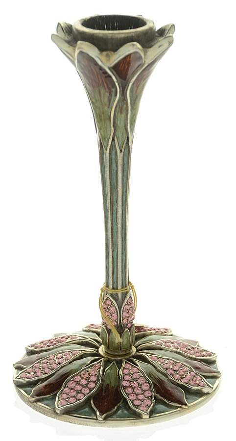Stemware (Gold & Silverplated) Paradise Island Stem-Iris,Peridot & Pink Crystals by Edgar Berebi-1