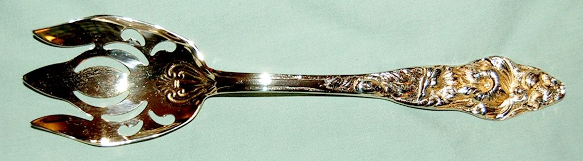 ESH1 (Gold Electroplate) Large Solid Cold Meat Serving Fork by Eales 1779 (Leonard Silver)-1