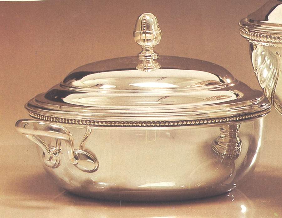 Perles (Silverplate, Hollowware) Silverplate Round Covered Casserole by Ercuis-1
