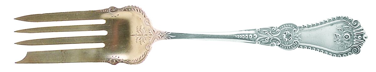 Alice (Sterling, 1895) Small Cold Meat Serving Fork Bright Cut by Fessenden-1