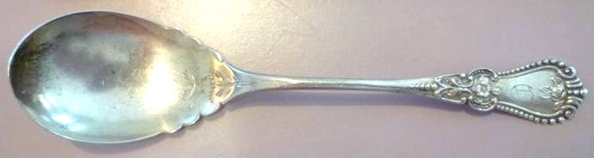 Alice (Sterling, 1895) Bright Cut Bowl Sugar Spoon by Fessenden-1