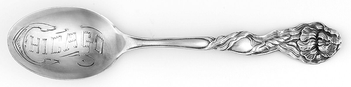Chrysanthemum (Sterling, 1950) Souvenir Spoon (Five O'Clock) by Fessenden-1