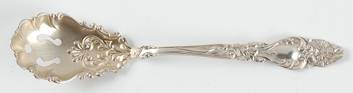 Mckinley (Sterling, 1890) Pierced Bowl Short Handle Olive Spoon by Fessenden-1