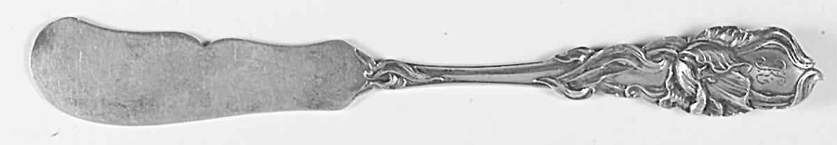 Tulip (Sterling, 1910) Monogram Flat Handle Butter Spreader by Fessenden-1