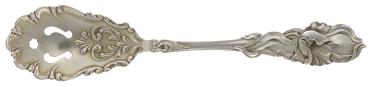 Tulip (Sterling, 1910) Pierced Bowl Short Handle Olive Spoon by Fessenden-1