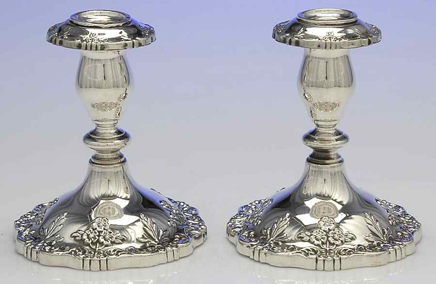 English Rose (Sterling, Hollowware) Weighted Console Candleholder by Fisher Silversmiths-1