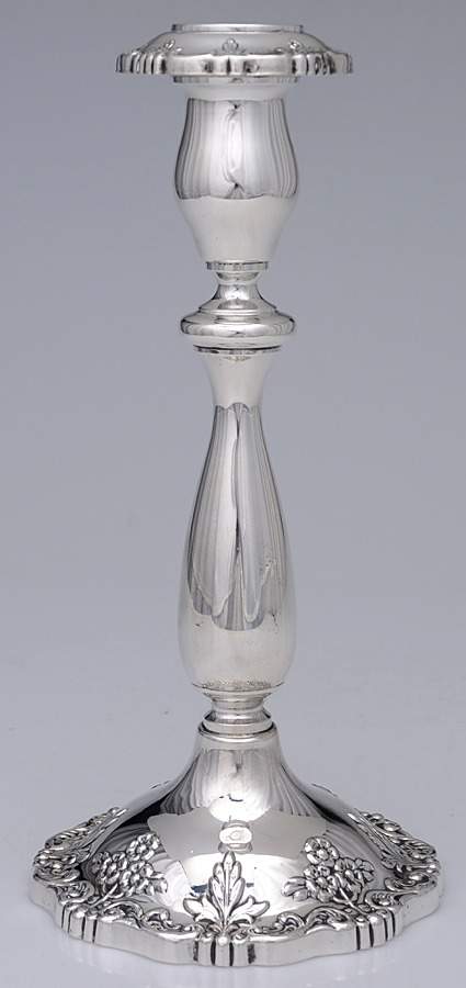 English Rose (Sterling, Hollowware) 11" Weighted Candlestick by Fisher Silversmiths-1