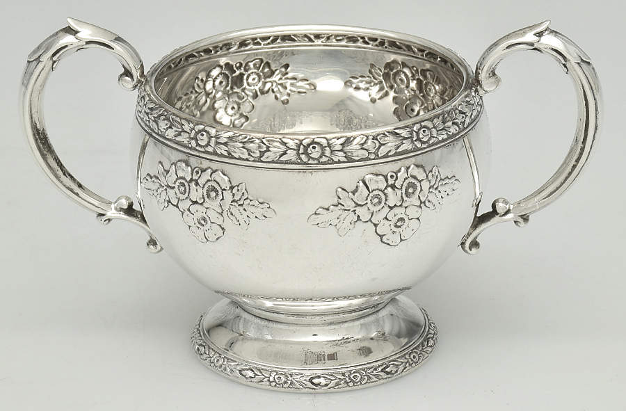 Rose Bouquet (Strl, Hlwr, Floral Band&Bouquets) Mini Open Sugar Bowl by Fisher Silversmiths-1