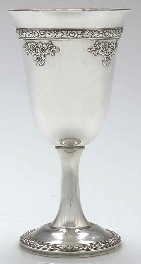 Rose Bouquet (Strl, Hlwr, Floral Band&Bouquets) Water Goblet by Fisher Silversmiths-1