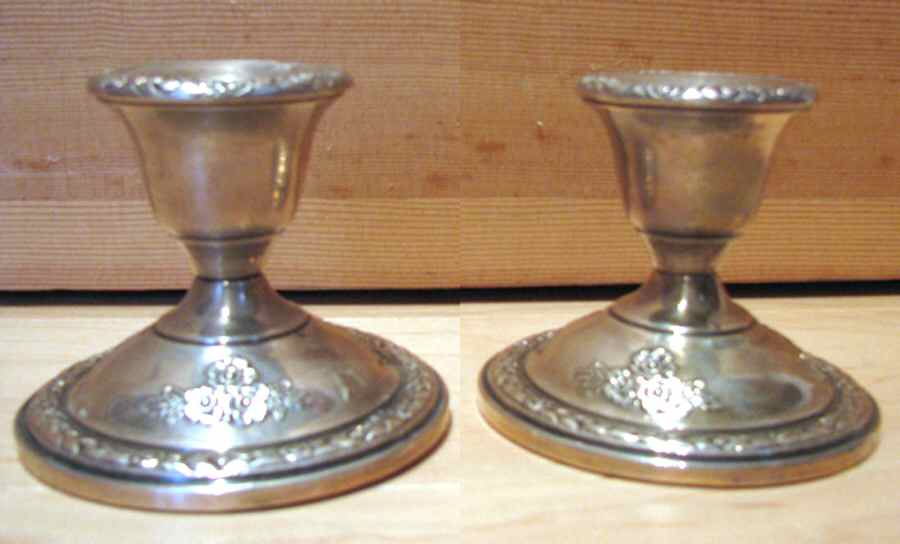 Rose Bouquet (Strl, Hlwr, Floral Band&Bouquets) Weighted Console Candleholder by Fisher Silversmiths-1