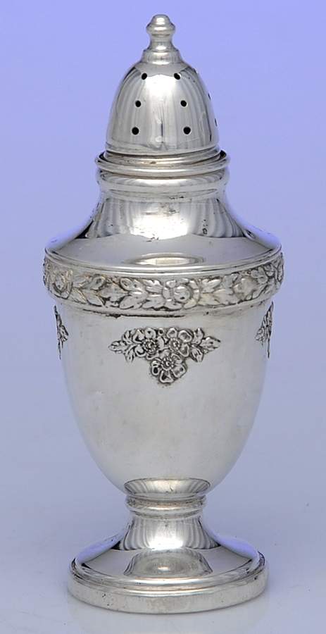 Rose Bouquet (Strl, Hlwr, Floral Band&Bouquets) Weighted Pepper Shaker by Fisher Silversmiths-1