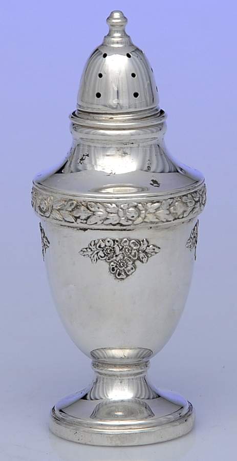 Rose Bouquet (Strl, Hlwr, Floral Band&Bouquets) Weighted Salt Shaker by Fisher Silversmiths-1