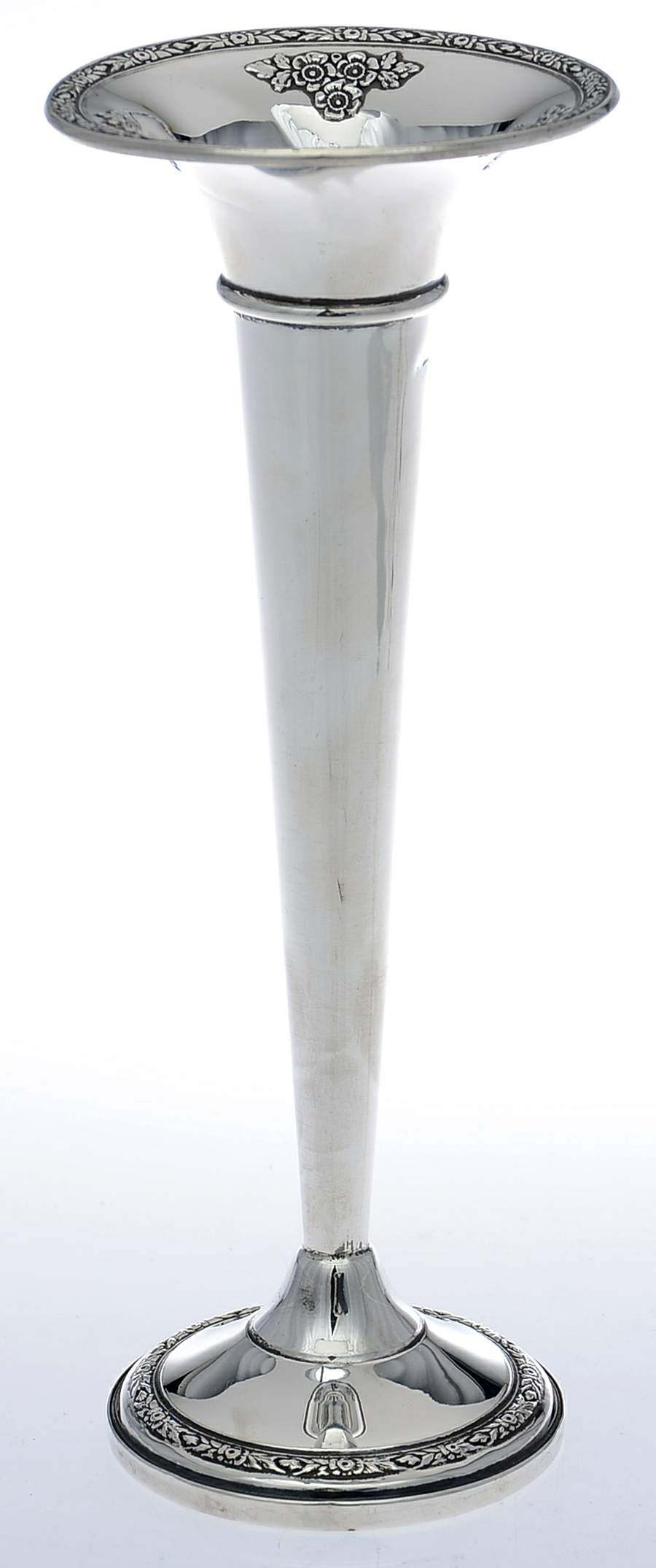 Rose Bouquet (Strl, Hlwr, Floral Band&Bouquets) 8" Weighted Vase by Fisher Silversmiths-1