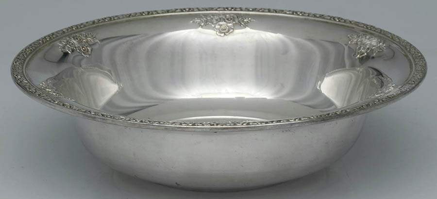 Rose Bouquet (Strl, Hlwr, Floral Band&Bouquets) 9" Round Vegetable Bowl by Fisher Silversmiths-1
